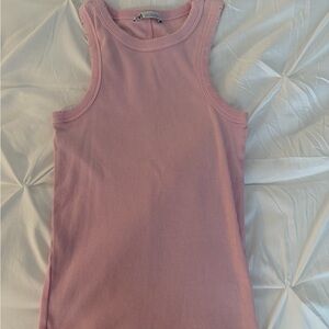 Zara Pink Ribbed Tank Top